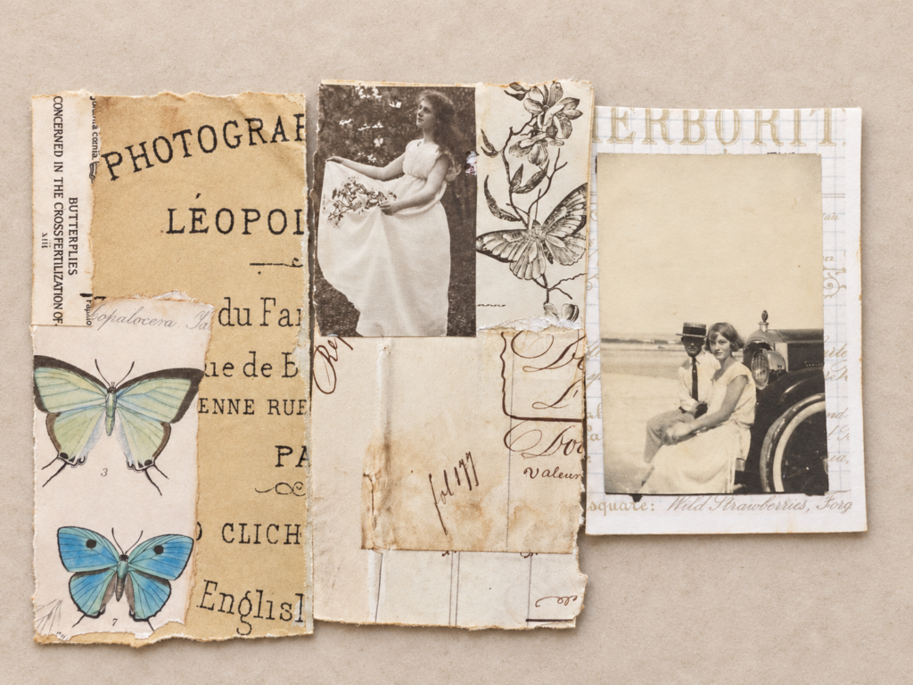 10-Piece Handmade Collaged Paper Bundle | Vintage Papercraft Ephemera