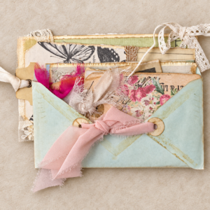 Handmade Vintage-Inspired Ephemera Set with Collaged Tags, Cards and Decorative Envelope